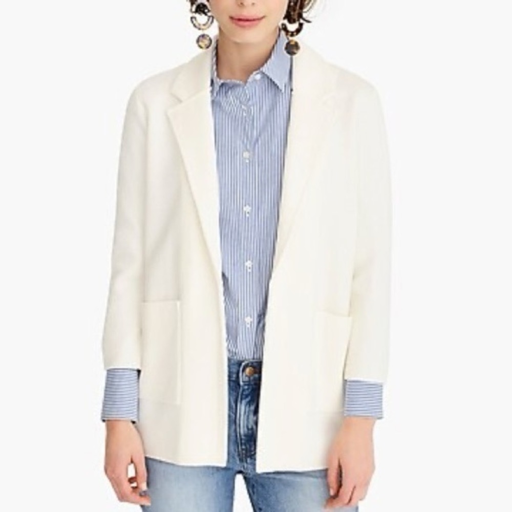 JCrew Sophie Open-Front Blazer Cream White